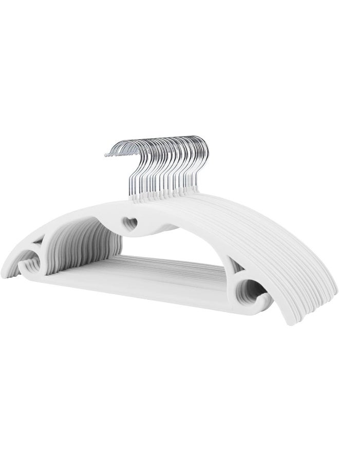 ManGotree Velvet Hangers With Cascade Hole, Non-Slip Rounded Clothes Hangers, Sturdy Felt Hangers, Space-Saving Suit Hangers For Sweaters, Pants, Dresses, Skirts, Coats (White, 50 Pack) - Image 1