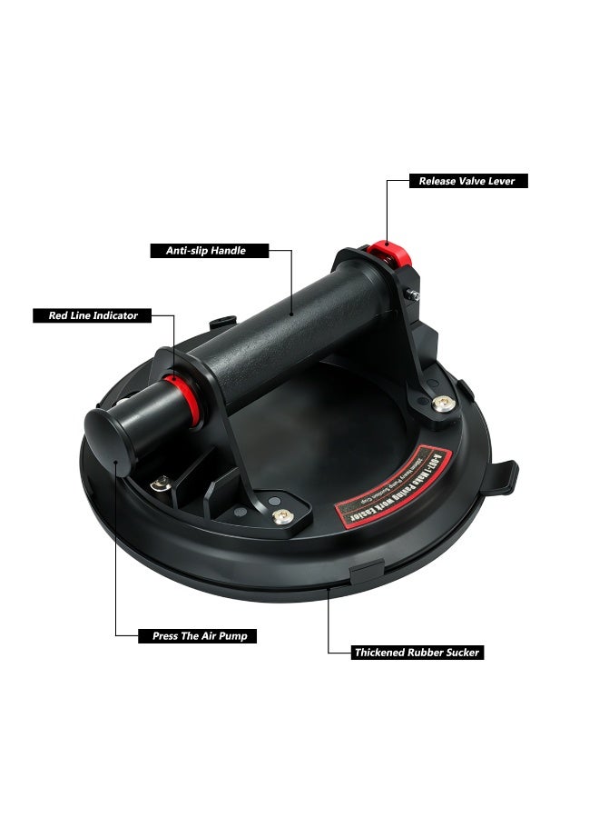 رافعة أكواب شفط مفرغ من الهواء شديدة التحمل مقاس 7.8 بوصة - أداة للتعامل مع البلاط والزجاج والحجر مع قبضة تعمل بالمضخة، ووسادة مطاطية مانعة للانزلاق، ولوح شفط قوي مقاس 200 مم لنقل الرخام والخشب والنوافذ والأسطح الملساء - Image 5