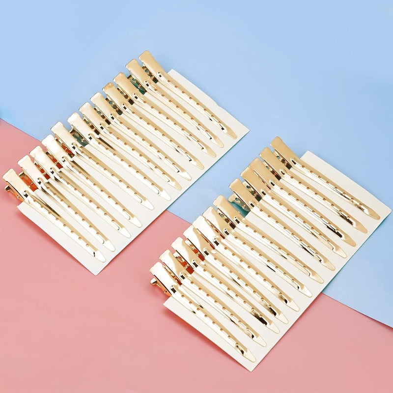Bantoye 24 Packs Duck Bill Clips, 3.35 Inches Rustproof Metal Alligator Curl Clips with Holes for Hair Styling, Hair Coloring, Gold - Image 5