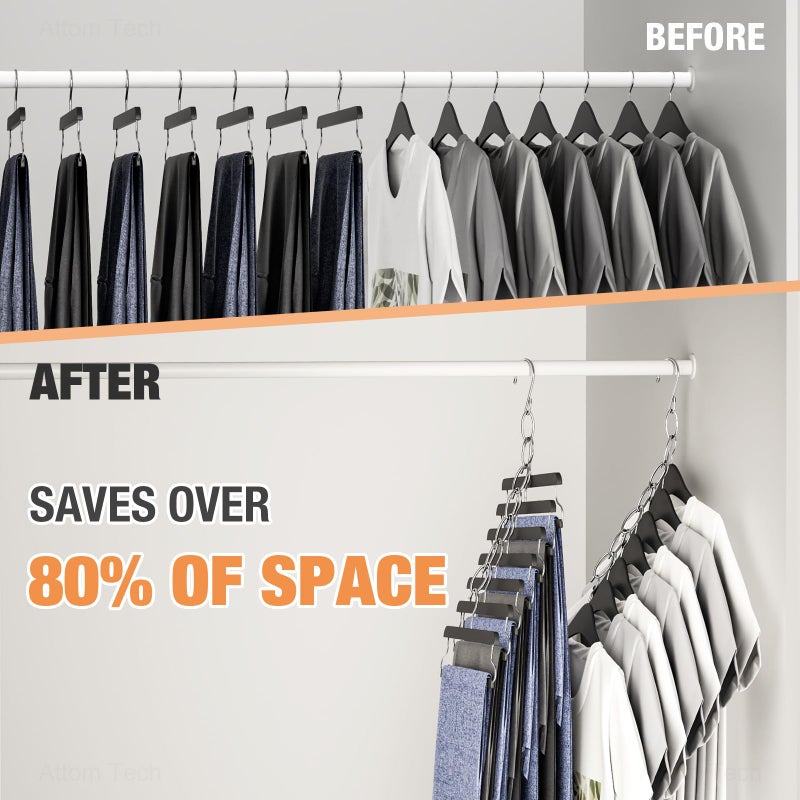 NiHome Clothing Chain Hanger 10-Pack, Metal Closet Organizer Space Saving Hangers with 7 Holes, College Dorm Room Essentials, Closet Organizers and Storage for Home, Office & Travel, Wrinkle-Reducing - Image 2