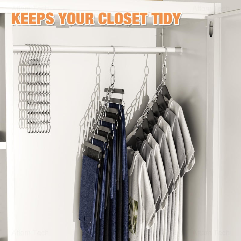 NiHome Clothing Chain Hanger 10-Pack, Metal Closet Organizer Space Saving Hangers with 7 Holes, College Dorm Room Essentials, Closet Organizers and Storage for Home, Office & Travel, Wrinkle-Reducing - Image 4