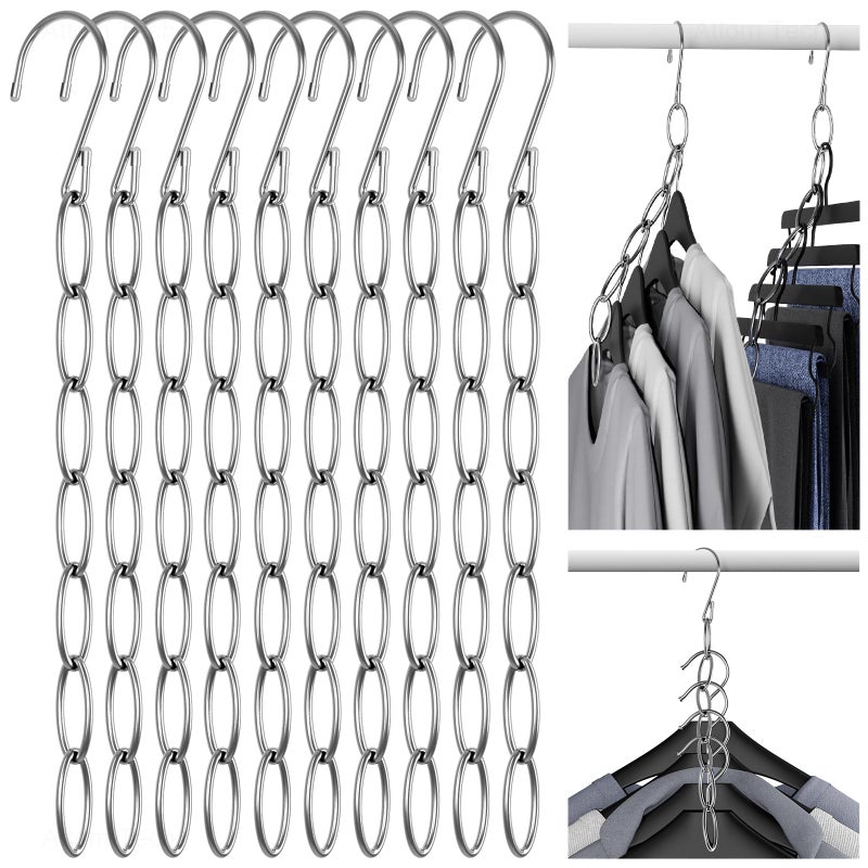 NiHome Clothing Chain Hanger 10-Pack, Metal Closet Organizer Space Saving Hangers with 7 Holes, College Dorm Room Essentials, Closet Organizers and Storage for Home, Office & Travel, Wrinkle-Reducing - Image 1