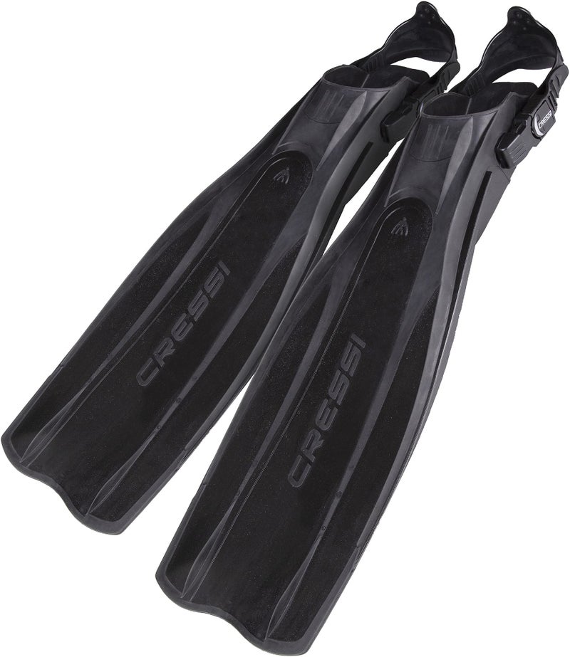 Cressi Pro Light Adjustable Open Heel Fins, Black, 2XL - Image 1