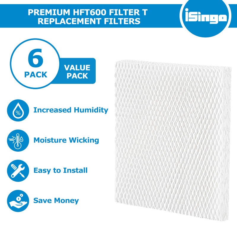 iSingo Humidifier Wicking HFT600 Fil-TER T for Honeywell Hev615 Hev620 Humidifier, Compatible with Honeywell HFT600 Humidifier Fil-TER T Compare to Part HFT600T HFT600PDQ, (6 Pack) - Image 5