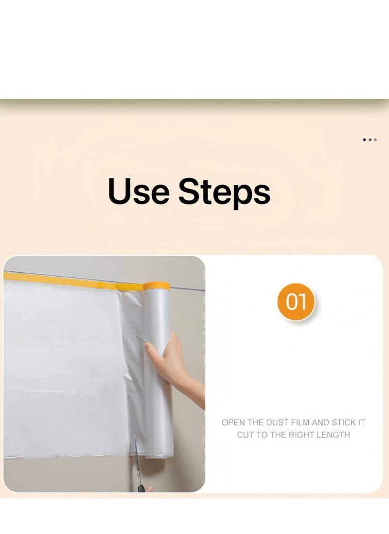 Lee Yon Pre-Taped Masking Film, Plastic Dust Proof Paint Protective Film,Waterproof Transparent Masking Film and Tape, Paint Masking Film for Furniture Wall Car Carpet ( 3 M x 20 M/9.8 FT x 65.5 FT, 1 Roll )  - Image 3