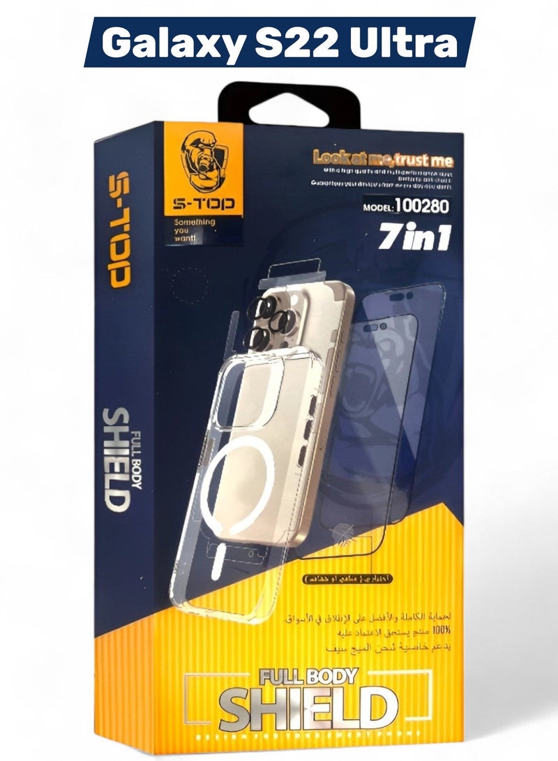 S-TOP Samsung Galaxy S22 Ultra, Full Protection Package with Privacy Screen Protector and Wireless Charging Case, Complete Protection for Your Device Against Scratches and Drops (7in1), New and Original Package from S-TOP - Image 2