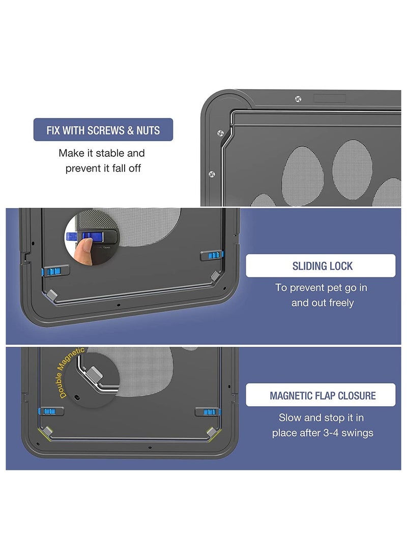 Generic Pet Screen Door Inside for Cat Lockable Flap Sliding Doggy Magnetic Small Dog Gate 24*29cm  - Image 4