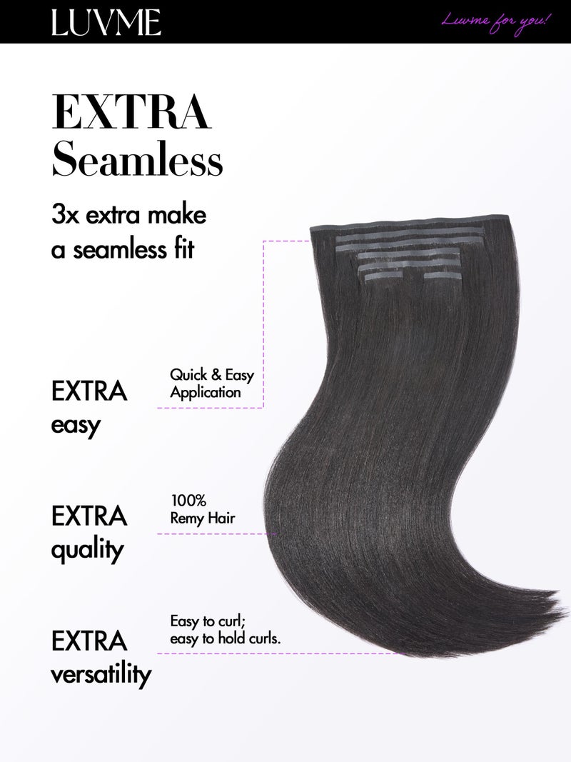 LUVME Yaki Straight Seamless Clip in Hair Extensions 110g, 16 Inch Natural Black, 100% Real Remy Human Hair, Soft Full Volume, Easy Clip Ins for Daily Wear, Work, Parties & Weddings - Image 5
