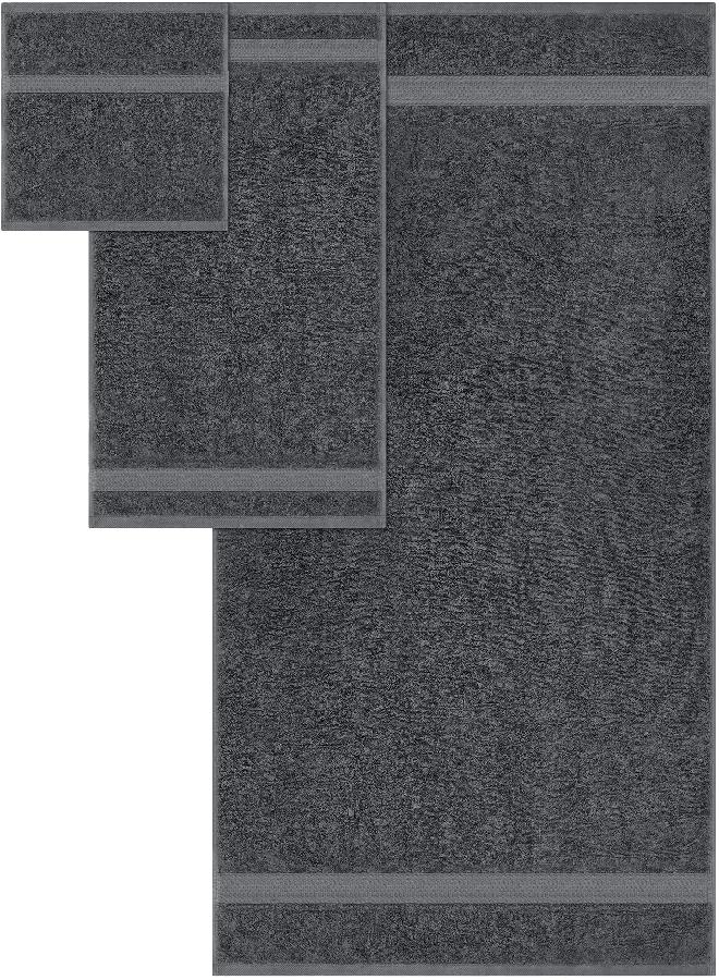 Utopia Towels Utopia Towels 8-Piece Premium Towel Set, 2 Bath Towels, 2 Hand Towels, and 4 Wash Cloths, 600 GSM 100% Ring Spun Cotton Highly Absorbent Towels for Bathroom, Gym, Hotel, and Spa (Grey) 