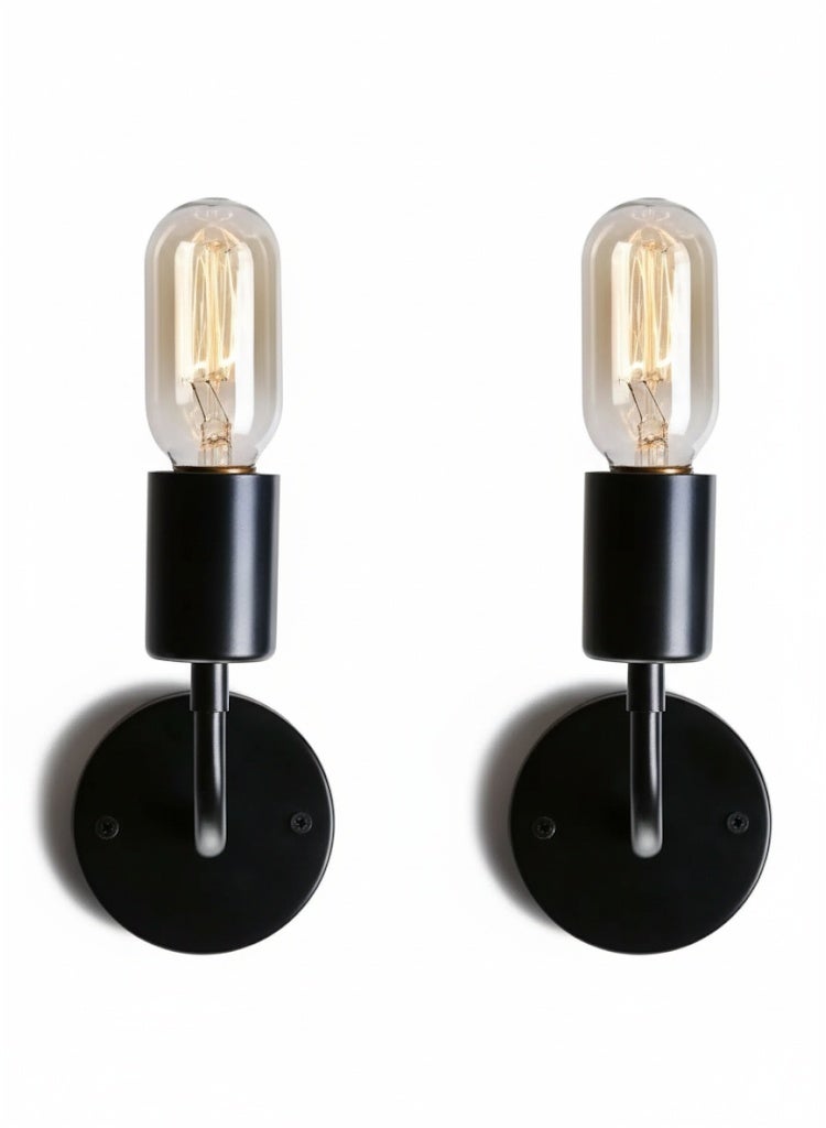 الروضة للإضاءة وحدات إضاءة جدارية حديثة (2 قطعة ، أسود)