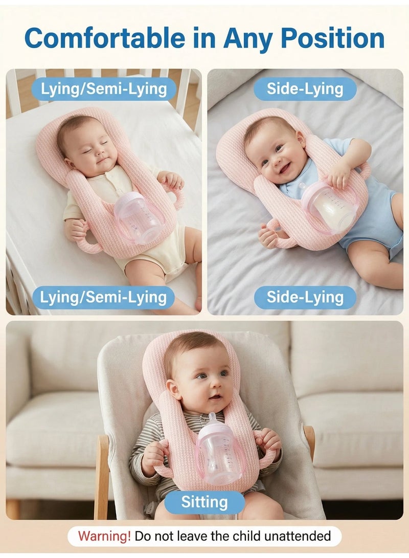 Berma Baby حامل زجاجة رضاعة، وسادة دعم قابلة للتعديل للرضاعة، حامل زجاجة رضاعة للرضاعة الذاتية، مستلزمات أساسية للمواليد الجدد، وسادة رضاعة ذاتية للرضاعة، وسادة مضادة للتقيؤ للمواليد الجدد، وسادة رأس مضادة لتصبغات الجلد للرضع، حامل زجاجة رضاعة مريح للوالدين - Image 3