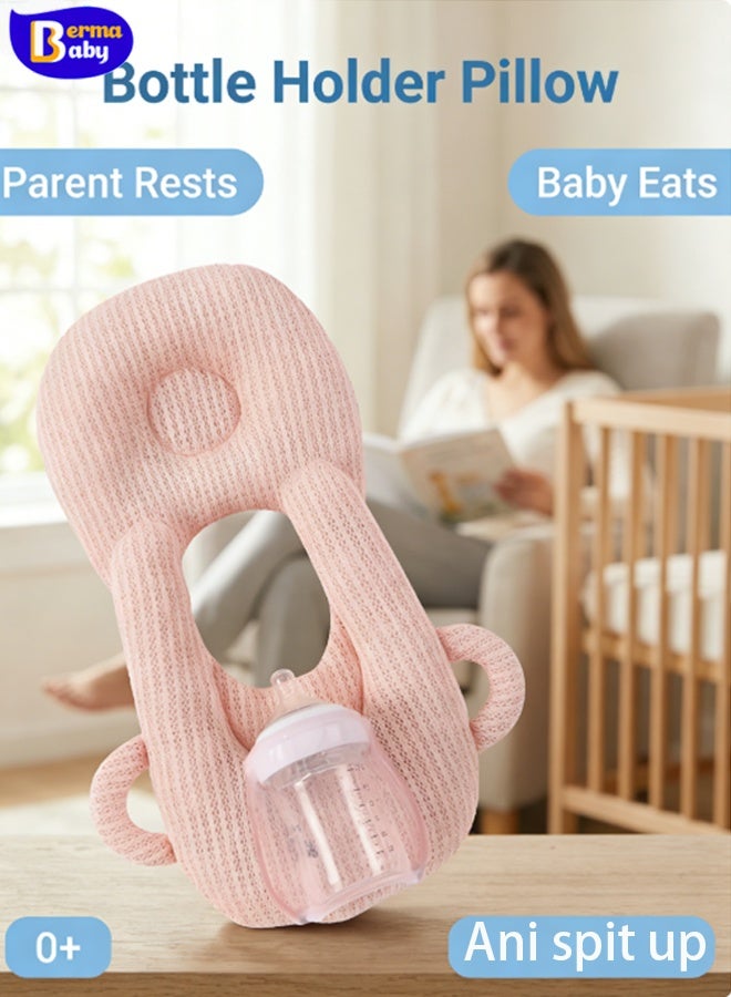Berma Baby حامل زجاجة رضاعة، وسادة دعم قابلة للتعديل للرضاعة، حامل زجاجة رضاعة للرضاعة الذاتية، مستلزمات أساسية للمواليد الجدد، وسادة رضاعة ذاتية للرضاعة، وسادة مضادة للتقيؤ للمواليد الجدد، وسادة رأس مضادة لتصبغات الجلد للرضع، حامل زجاجة رضاعة مريح للوالدين - Image 1