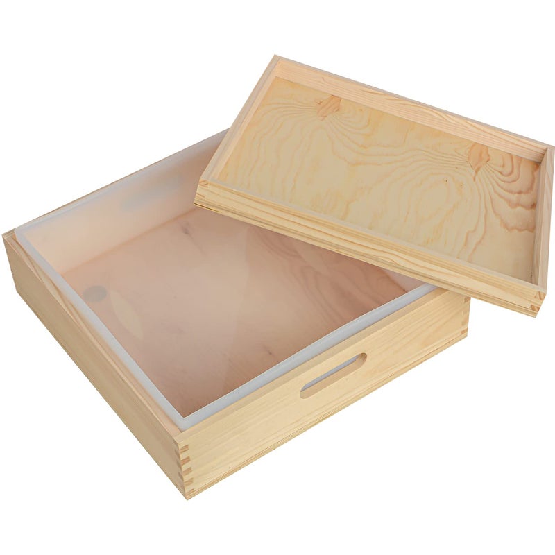 Evinis Large Soap Molds 8L282oz Rectangle Silicone Liner for 18 Bar Mold with Wooden Box and LidDIY Handmade Soap Making Tools 
