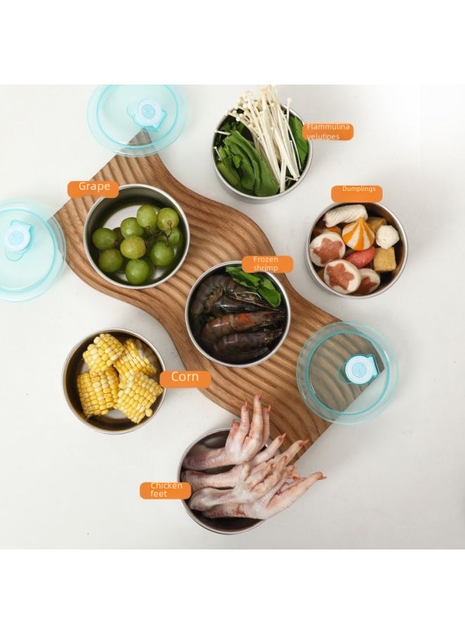 304 Stainless Steel Portable Crisper Baby Food Supplement Box Round Fruit Preservation Sealed Box Refrigerator Storage Box-Specifications:304 Stainless Steel Crisper (without Lid)  - Image 2