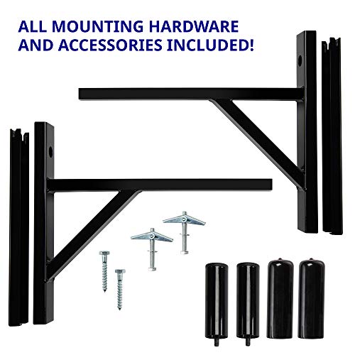 LyxPro Wall Mount Speaker Bracket for Professional Audio PA Speaker Holder Set of 2 Pair Heavy Duty Metal Supports 90 Lbs. Weight Capacity Interchangeable Posts Black - LYXWSB15B - Image 4