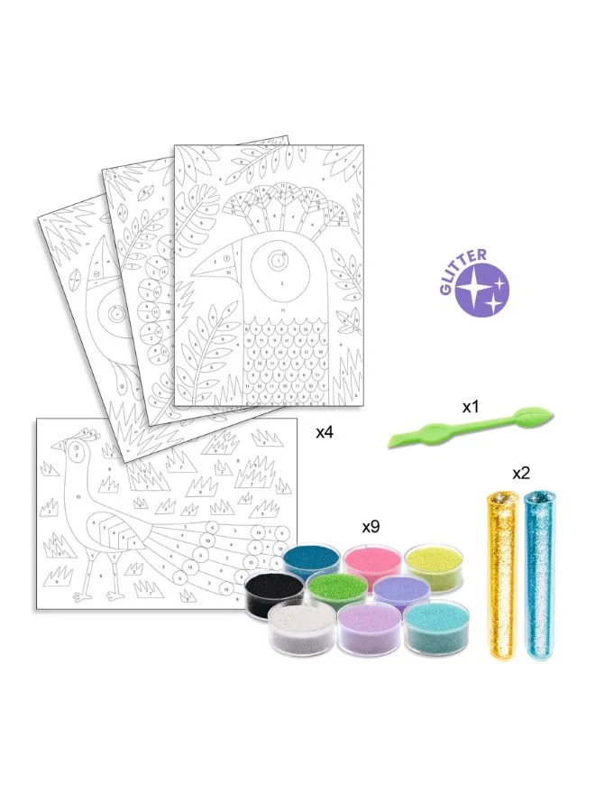 DJECO Dazzling Birds Sand & Glitter Art