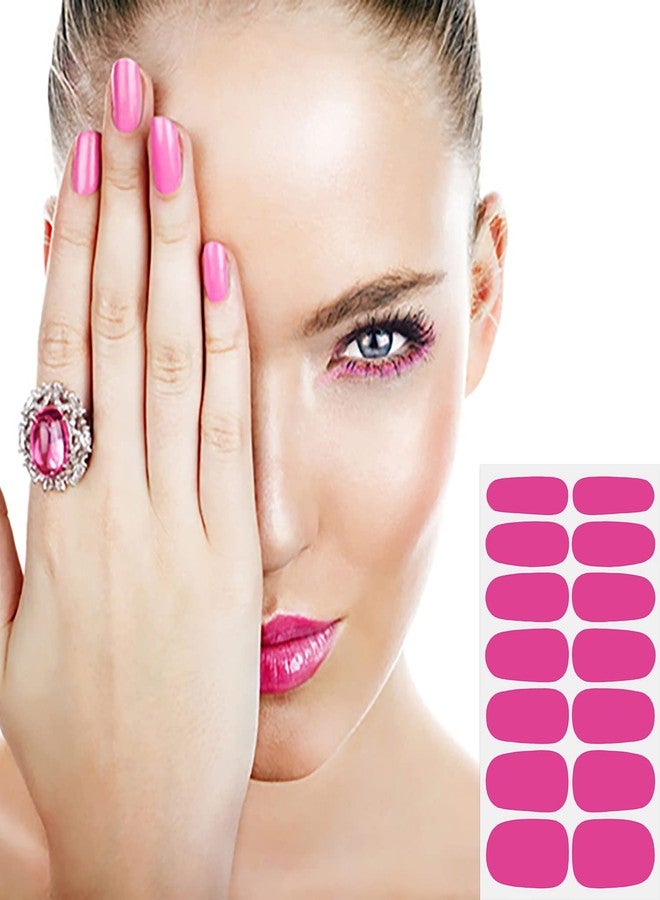 SILPECWEE شرائط أظافر سيلبيكوي 8 أوراق باللون الوردي والأحمر للنساء، شرائط طلاء أظافر لامعة بلون صلب، ملصقات طلاء أظافر ذاتية اللصق، شرائط أظافر جل، أظافر لعمل فن الأظافر مع 1 قطعة من مبرد الأظافر. - Image 4