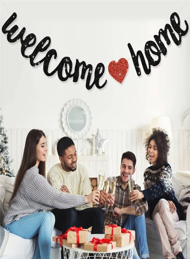 بيشيدا لافتة ترحيب سوداء من بيشيدا، جاهزة للتجميع، زينة ترحيب بالمنزل معلقة مسبقًا، لافتة لامعة للترحيب بالمنزل، مناسبة لحفلات العودة إلى الوطن، وحفلات الانتقال إلى منزل جديد، وحفلات التخرج، ومستلزمات حفلات التجمعات العائلية - Image 4