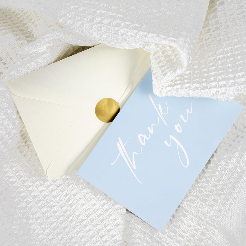 AZAZA Baby Shower Thank You Cards Boy Thank You Cards with Envelopes, 4x6 Baby Thank You Cards for Baby Gift Sets, 50 Blue Thank You Cards Wedding Bridal Shower Thank You Notes (Baby Blue) - Image 3