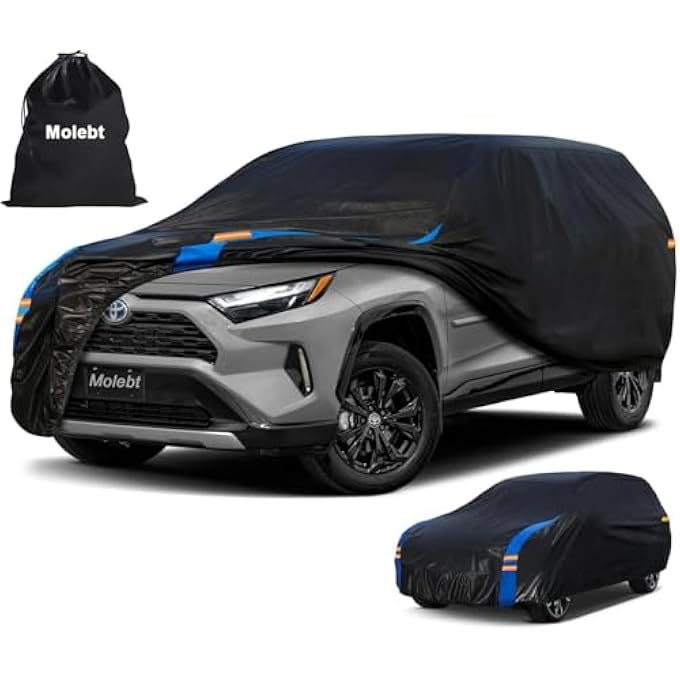 rayihni SUV Car Cover Waterproof All Weather for Automobiles, Full Exterior Covers for Jeep (182-190 inch) Universal Fit for Chevrolet Equinox, Ford Escape, etc. Rain Winter Sun Snow Protection. - Image 1