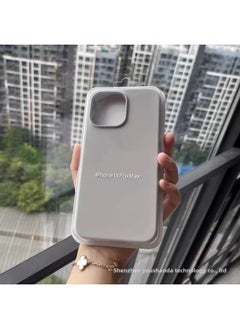 Suitable For iphone16 Solid Silicone Phone Case For Apple 15 Official Same Liquid 14 All-inclusive 13 Drop-resistant Case-Color:Rock Gray [with Packaging Box + Label]-Applicable Models:For iphone12/12Pro