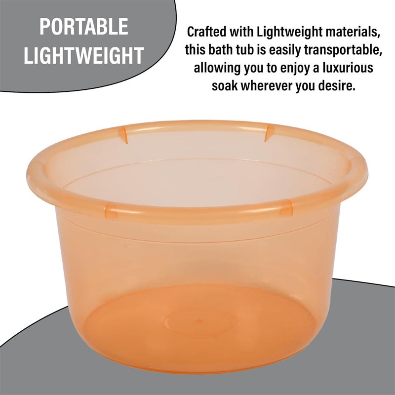 Urbane Home Urbane Home Set of 6 Bathroom Combo Set 2 Piece Tub25 L with 2 Piece Bucket13 L 2 Piece Mug1100 ml Bathing Set Bathing Set Bathroom Accessories Set Transparent Orange  - Image 2