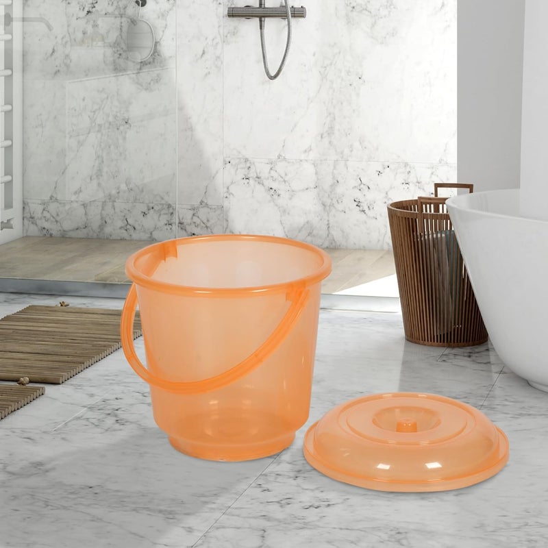 Urbane Home Urbane Home Set of 6 Bathroom Combo Set 2 Piece Tub25 L with 2 Piece Bucket13 L 2 Piece Mug1100 ml Bathing Set Bathing Set Bathroom Accessories Set Transparent Orange  - Image 4