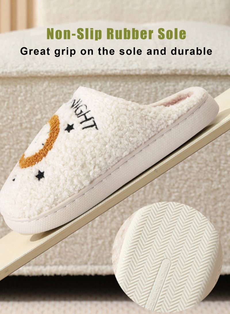 URbazaar Meet Me at Midnight Bedroom Slippers for Women Men Couple Plush Fuzzy Cozy House Slippers Autumn and Winter Warm Indoor Outdoor Lightweight Soft Slides - Image 3