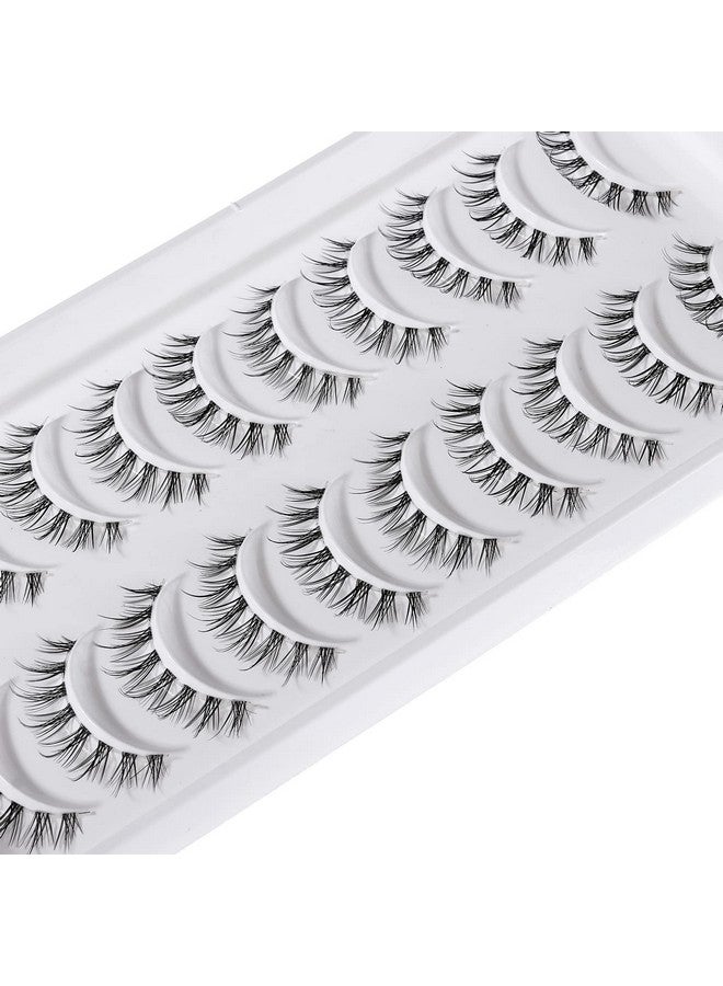 Outopen Manga Lashes Natural Look Japanese Anime Lashes Korean Asian Wispy Spiky Lashes with Clear Band Short Fake Eyelash 10 Pairs Pack by outopen - Image 4