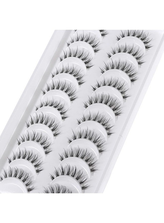 Outopen Manga Lashes Natural Look Japanese Anime Lashes Korean Asian Wispy Spiky Lashes with Clear Band Short Fake Eyelash 10 Pairs Pack by outopen - Image 2