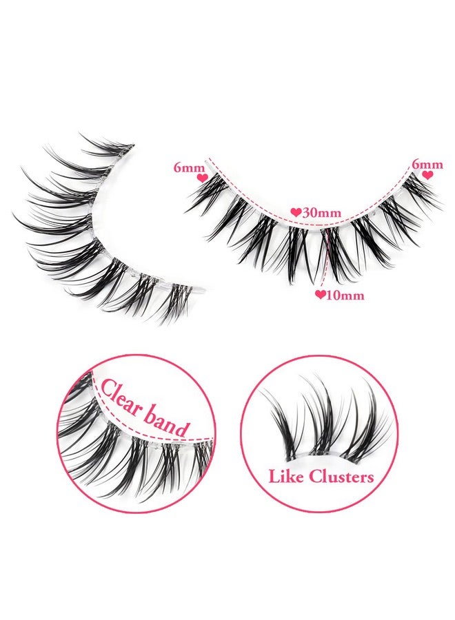 Outopen Manga Lashes Natural Look Japanese Anime Lashes Korean Asian Wispy Spiky Lashes with Clear Band Short Fake Eyelash 10 Pairs Pack by outopen - Image 3