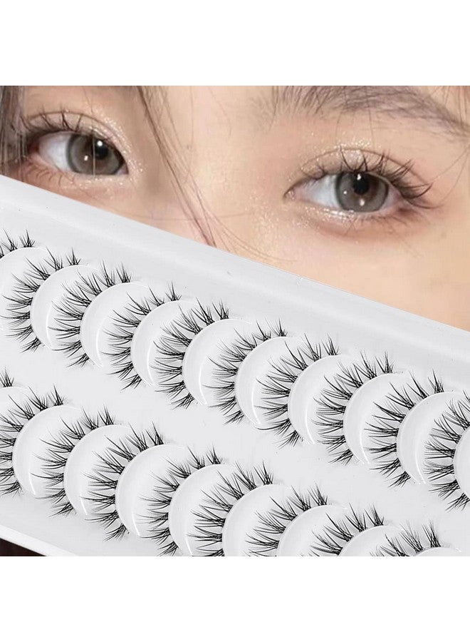 Outopen Manga Lashes Natural Look Japanese Anime Lashes Korean Asian Wispy Spiky Lashes with Clear Band Short Fake Eyelash 10 Pairs Pack by outopen - Image 1