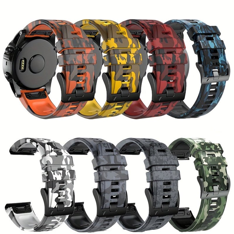 سوار ساعة سيليكون QuickFit مقاس 26 مم لساعة Fenix 8 Pro عيار 47 مم - تمويه أحمر - Image 1