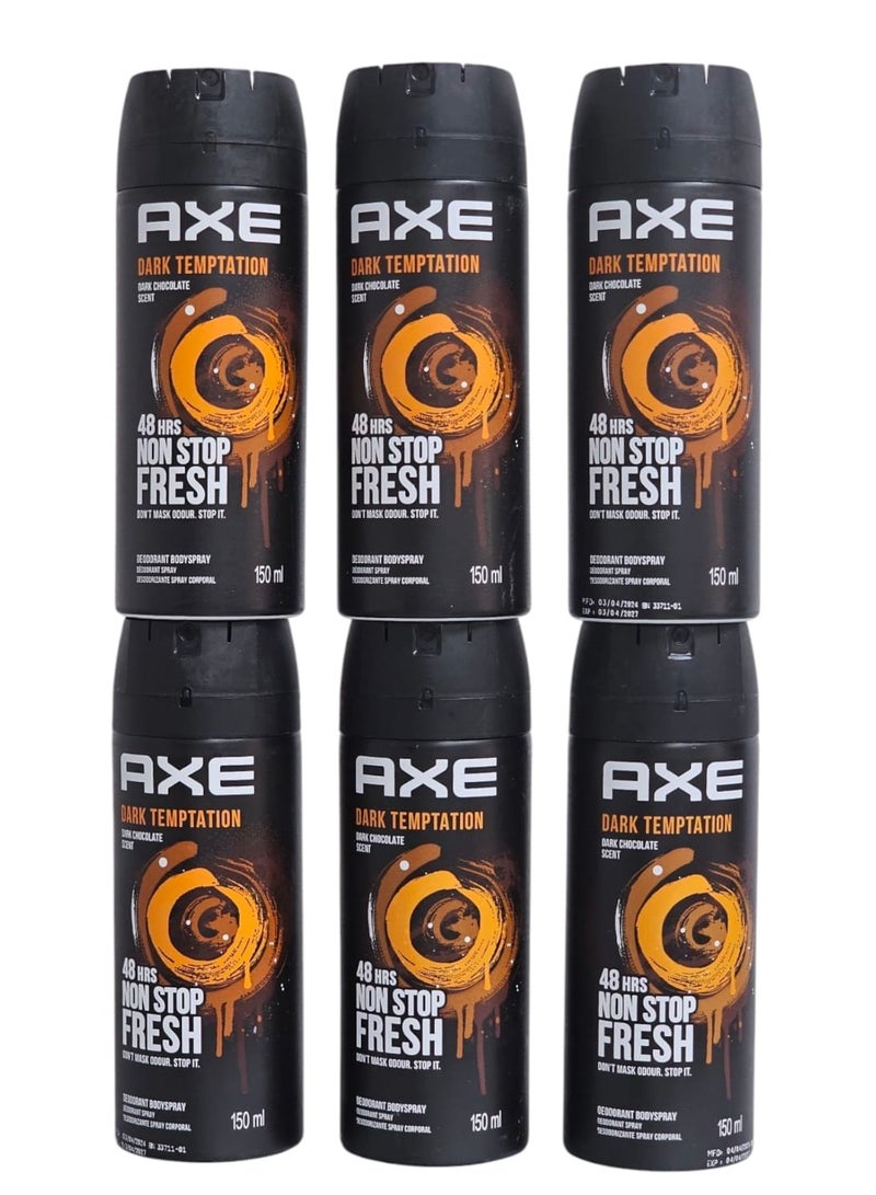 أكس مجموعة من 6 عبوات بخاخ مزيل للعرق دارك تيمبتيشن 150x6ملليلتر