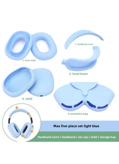 Generic Digital Computer/bluetooth Headset Case/bluetooth Headset Shell Protective Cover For Airpods Pro-Color:max Five-piece Set Light Blue (head Beam + Beam + Ear Cap + Shell + Storage Bag)-Model:Applicable To Airpods Max  - Image 1