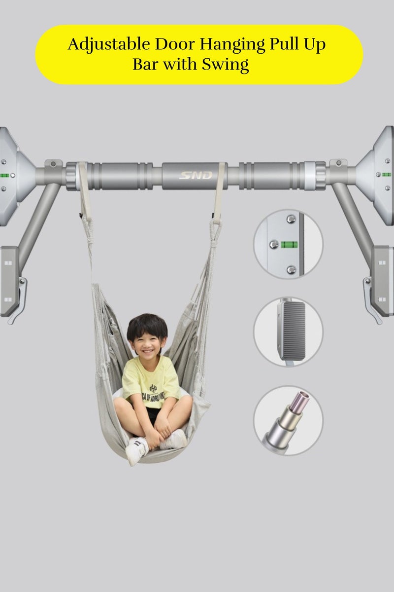 بيج ماكس عمود سحب بحجم 78-92 سم مع مقعد أرجوحة معلق على الباب، للاستخدام الخارجي/الداخلي للأطفال، يتحمل وزن حتى 800 كغ، تركيب بسيط، قفل آمن، للتمارين ولعب الأطفال - Image 1