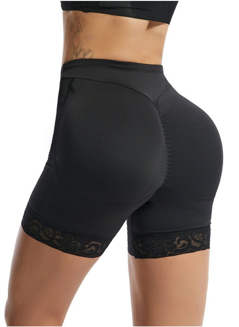 Loquat - Womens Lace Stitching Body Shaper Tummy Control Boxer Briefs Solid Color High Raise Shapewear Underwear Black - Image 1
