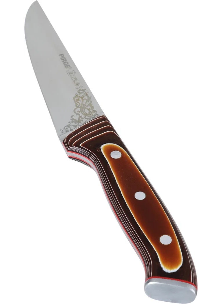 PiRGE Steel Knife, Engraved, 14.5 cm, Wood Handle - Brown - Image 2