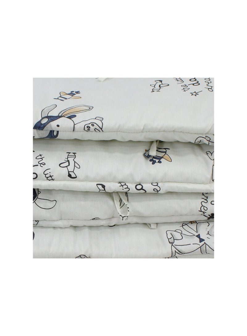 Ourkids Baby Cotton Crib Bumper Set – White with Rabbit Print - Image 3