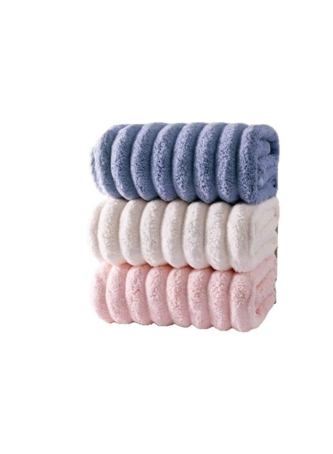 Soft Microfiber Hand Towels 3Pack, Super Absorbent Ribbed Towel for Hair Spa Sports Travel, 35x75cm - Image 1