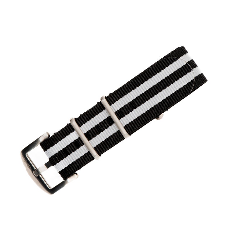 BluShark Original Collection MilitaryStyle Waterproof Watch Strap Fits All Timepiece Brands Durable Nylon Wristwatch Accessories with Stainless Steel Buckle Bond Tuxedo 22mm
