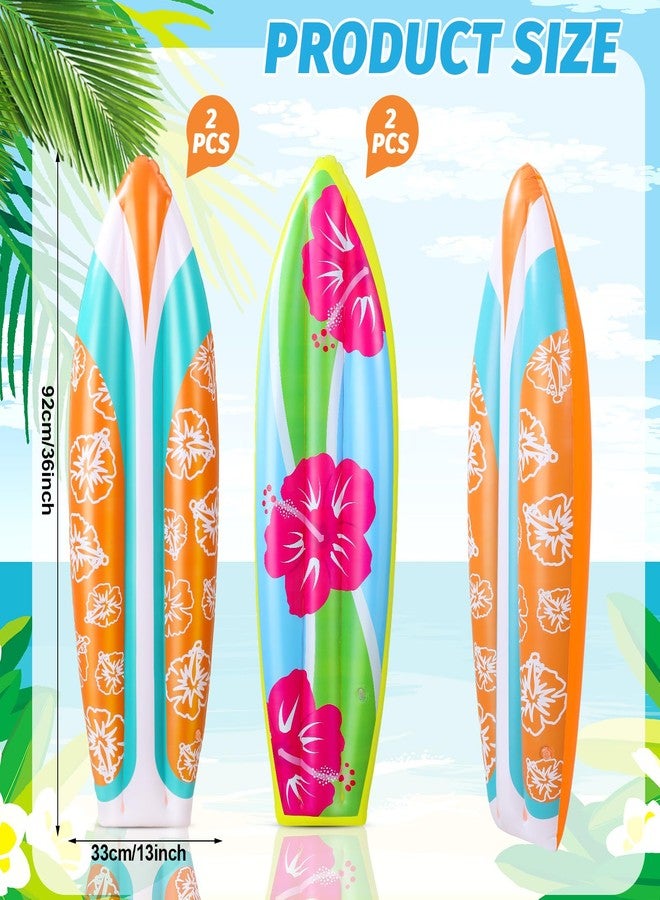 JellyArch 4 Pcs Inflatable Surf Board 36 Inch Inflatable Pool Floats Luau Hawaiian Party Decorations Tropical Flower Blow up Surfboard for Wall Beach Party Decorations - Image 3