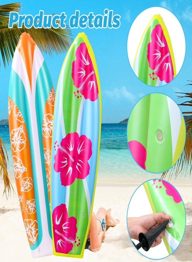 JellyArch 4 Pcs Inflatable Surf Board 36 Inch Inflatable Pool Floats Luau Hawaiian Party Decorations Tropical Flower Blow up Surfboard for Wall Beach Party Decorations - Image 4