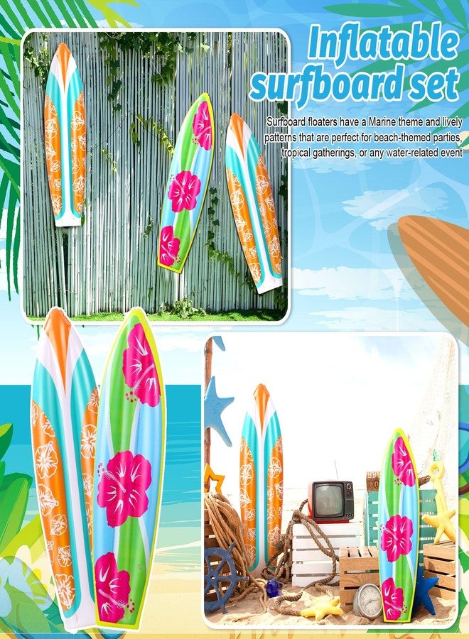 JellyArch 4 Pcs Inflatable Surf Board 36 Inch Inflatable Pool Floats Luau Hawaiian Party Decorations Tropical Flower Blow up Surfboard for Wall Beach Party Decorations - Image 5