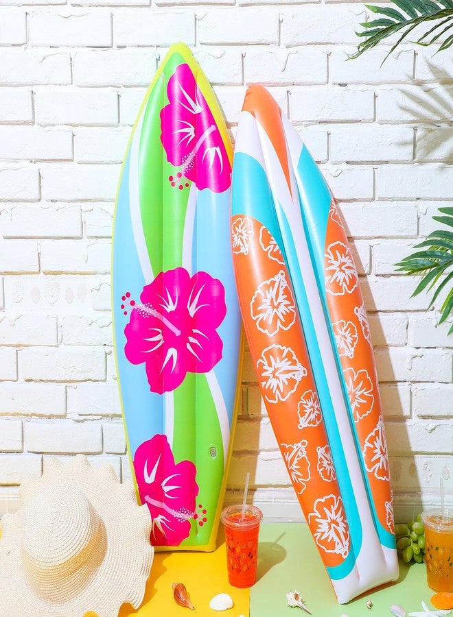 JellyArch 4 Pcs Inflatable Surf Board 36 Inch Inflatable Pool Floats Luau Hawaiian Party Decorations Tropical Flower Blow up Surfboard for Wall Beach Party Decorations - Image 2