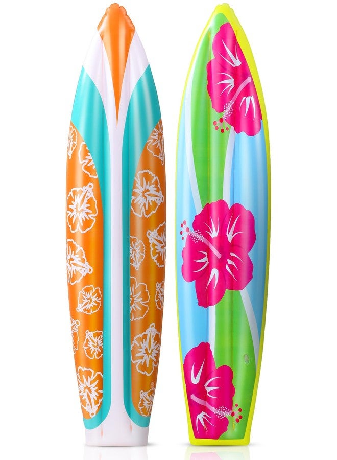 JellyArch 4 Pcs Inflatable Surf Board 36 Inch Inflatable Pool Floats Luau Hawaiian Party Decorations Tropical Flower Blow up Surfboard for Wall Beach Party Decorations - Image 1