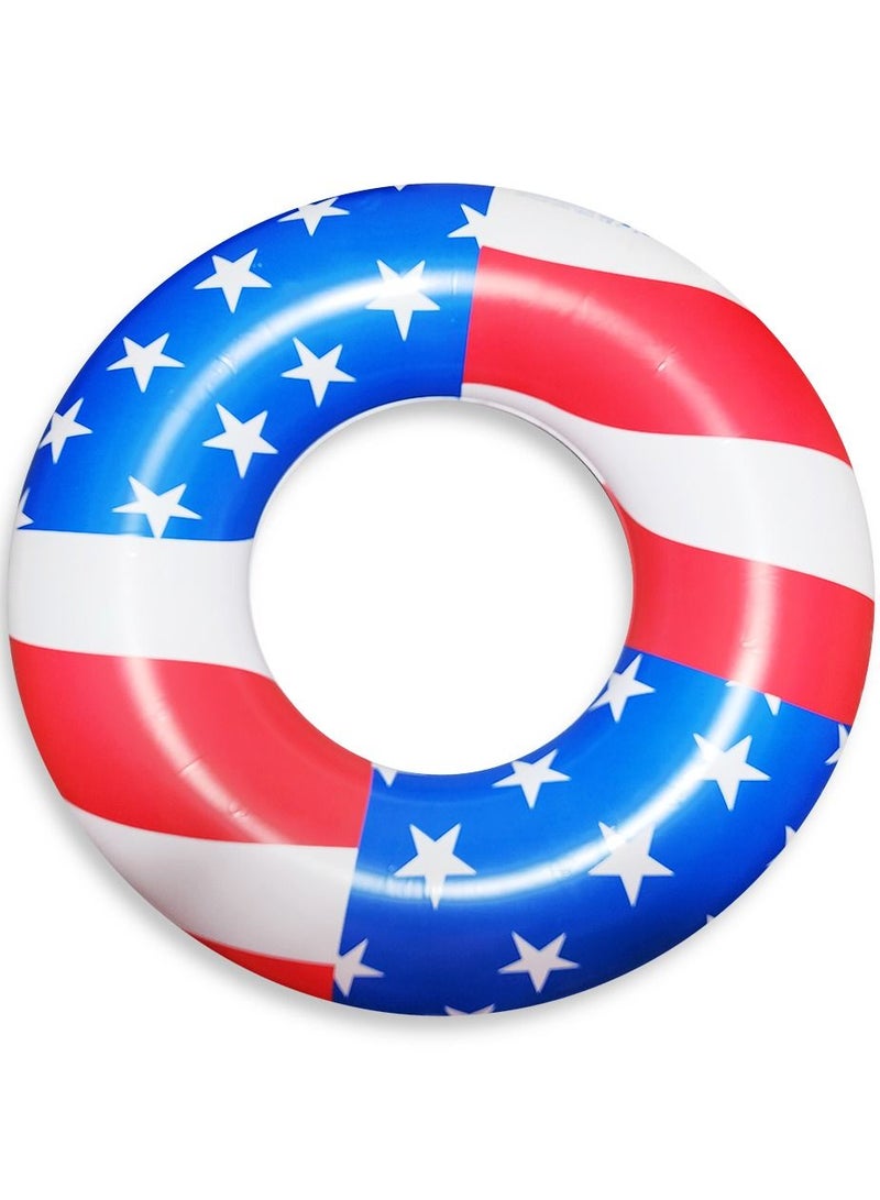 Float Swimming Ring, Large Size "90cm" Inflatable American Flag Floating Boat Float Ring, Fun Water Toys for Boys and Girls - Image 3