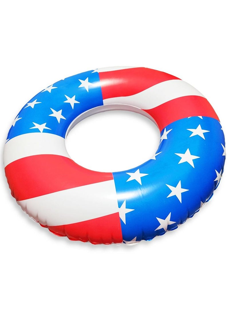Float Swimming Ring, Large Size "90cm" Inflatable American Flag Floating Boat Float Ring, Fun Water Toys for Boys and Girls - Image 2