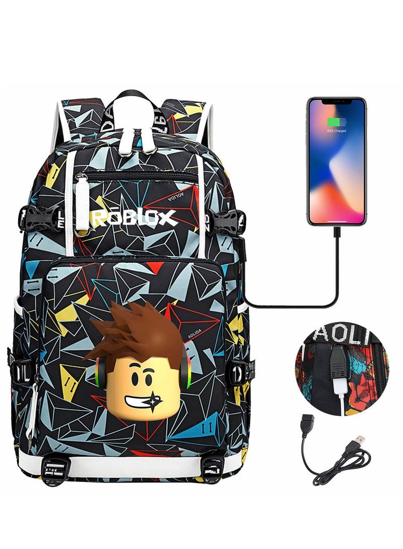 روبلوكس مجموعة حقيبة ظهر بقفل كلمة مرور USB هزلية مكونة من ثلاث قطع