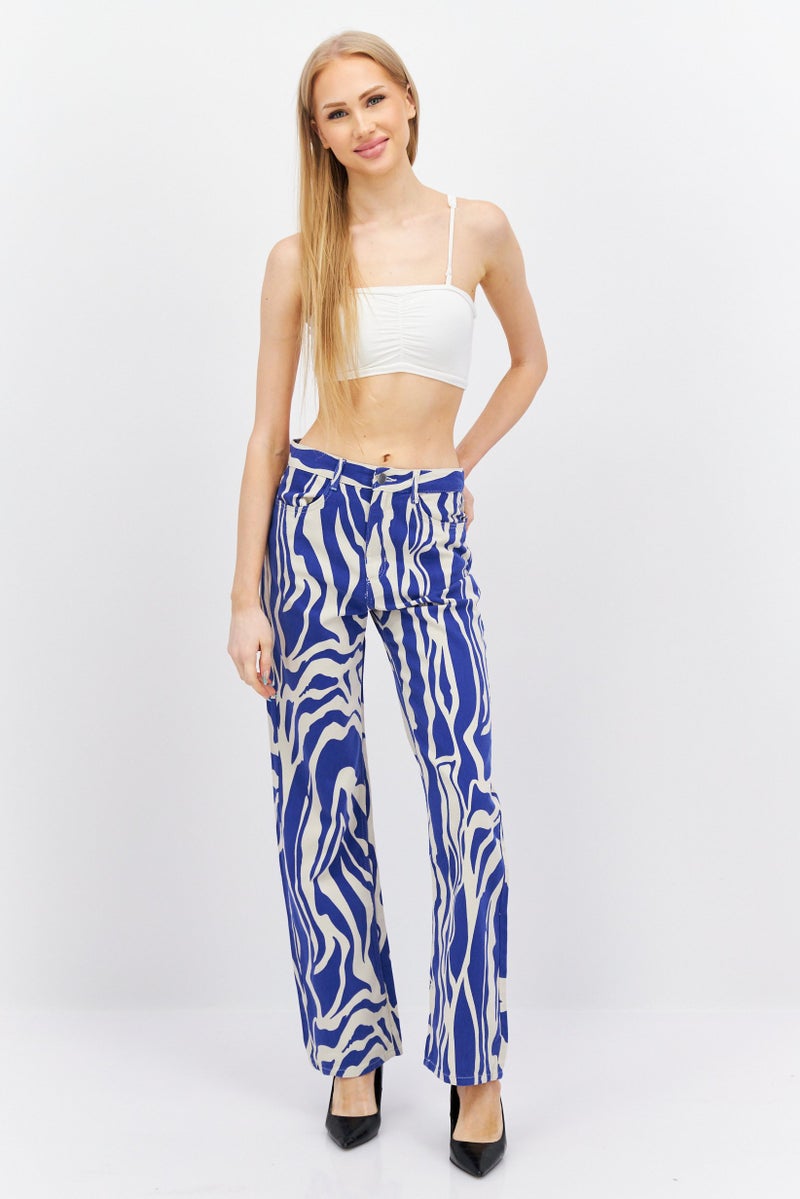 MONKI Women Regular Fit Swirl Print Non Stretch Jeans, Multicolor - Image 4